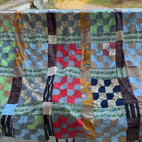 Vintage hand sewn quilt top - hand,
